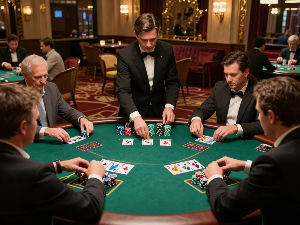 Players engaging in strategic blackjack gameplay at luxe casino table highlighting TT88 betting strategies.