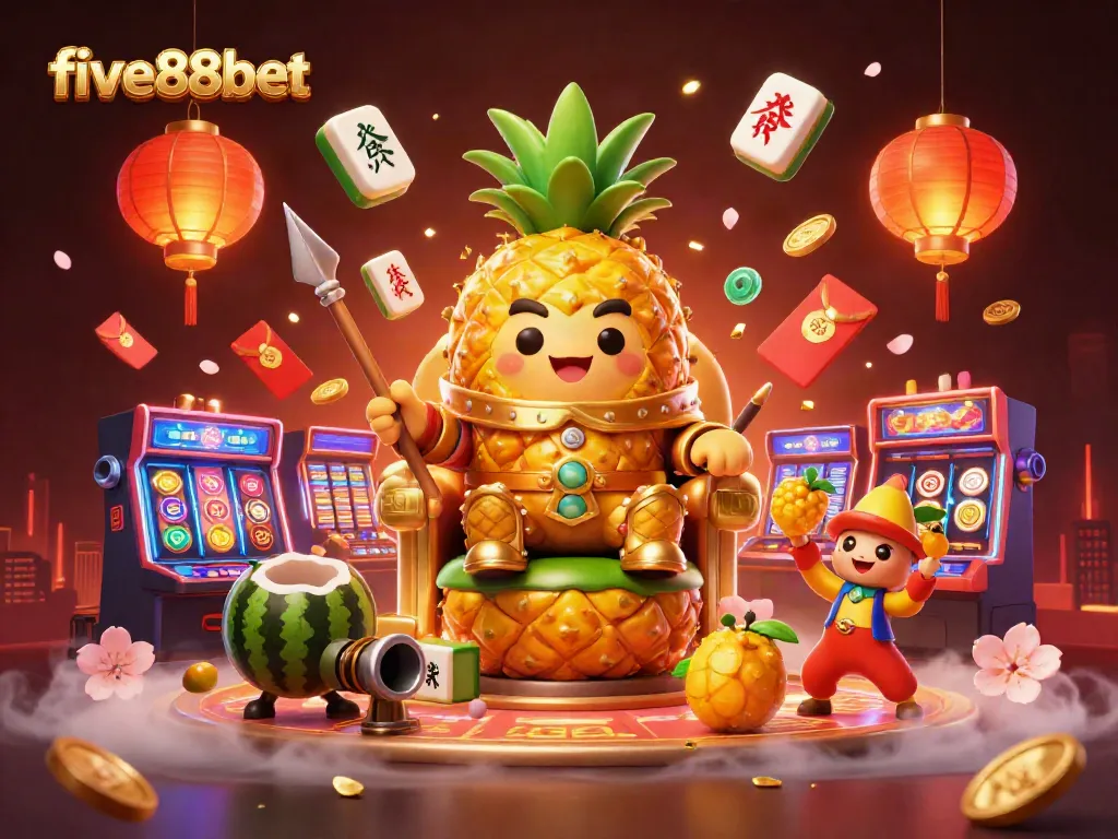 Experience the excitement of five88bet with a golden pineapple king and dynamic casino elements.
