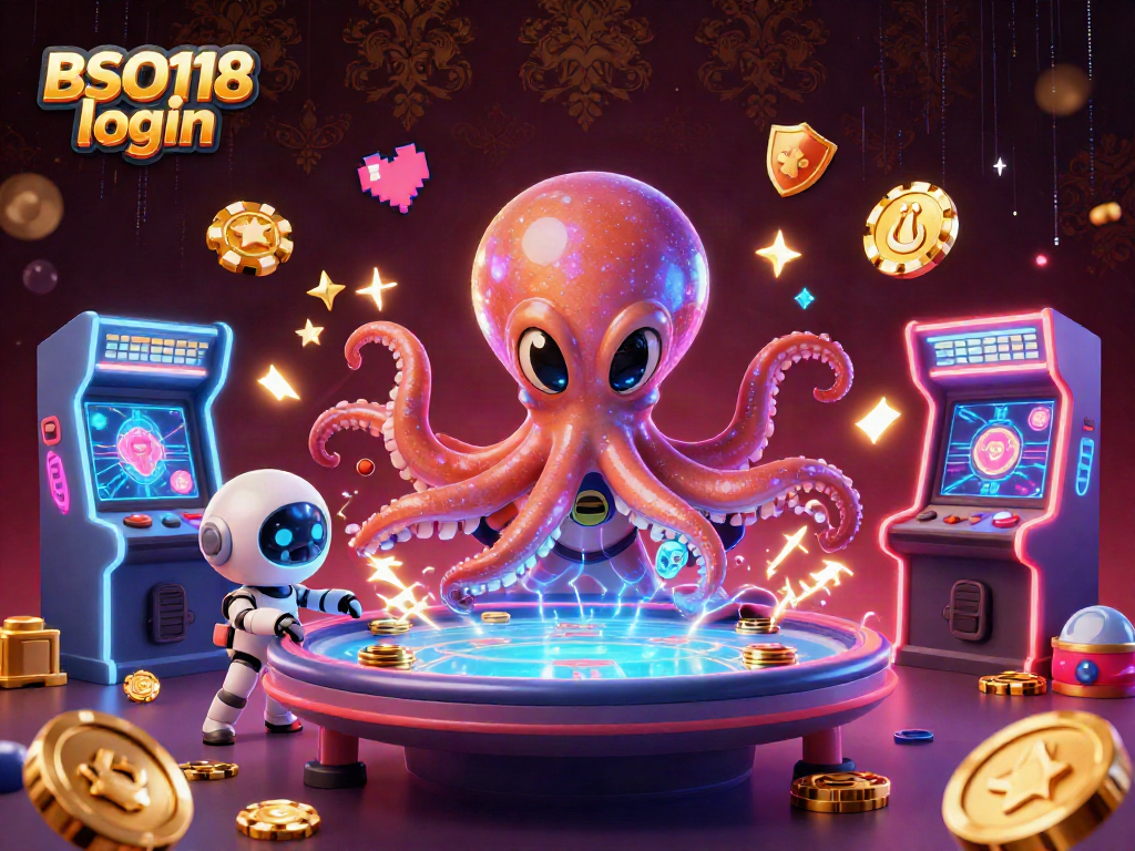 Engage with BSO118 login for poker fun, featuring an alien octopus and gaming elements.