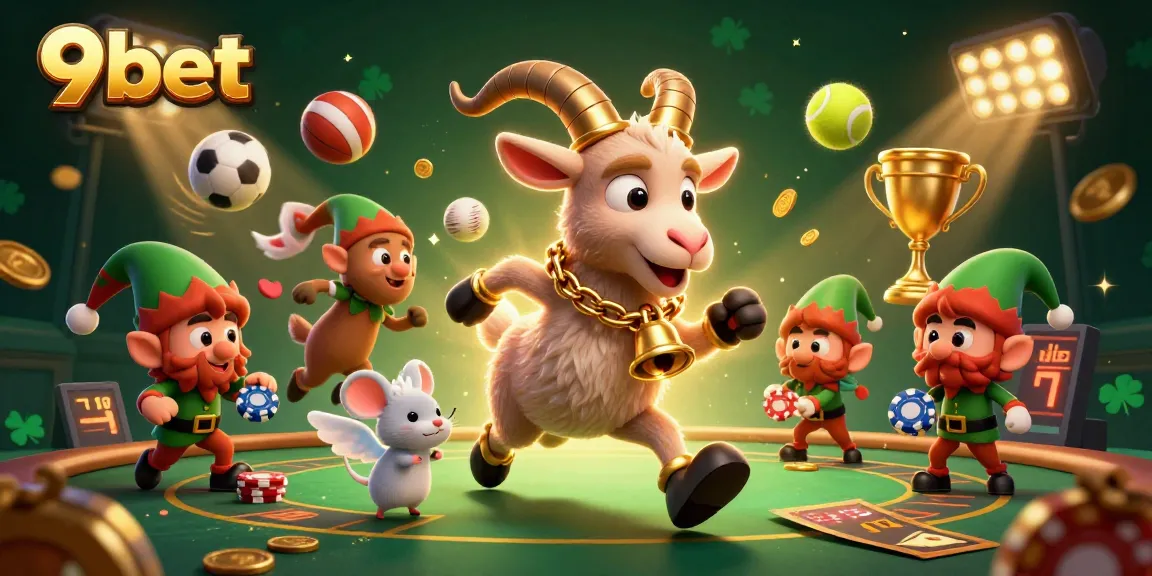 Engage with 9bet's holiday casino scene where Krampus entertains while mice and elves create chaos.