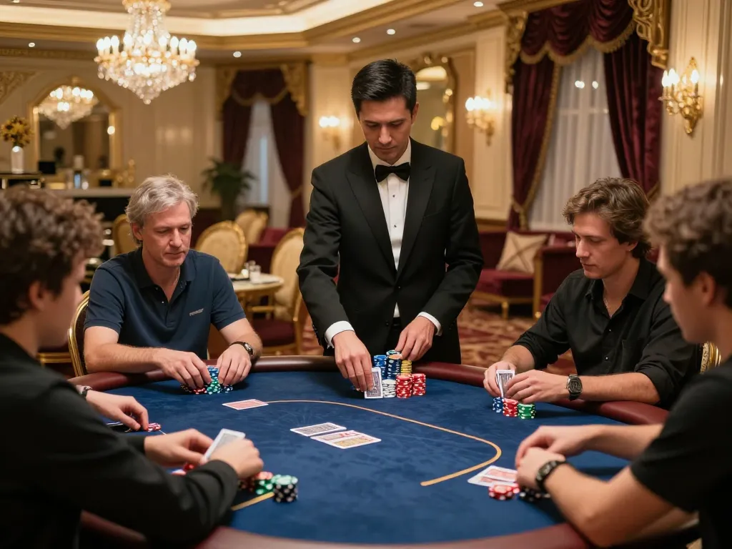 Experience Jdclub9vip's exclusive poker action in a luxurious casino VIP room with focused players.
