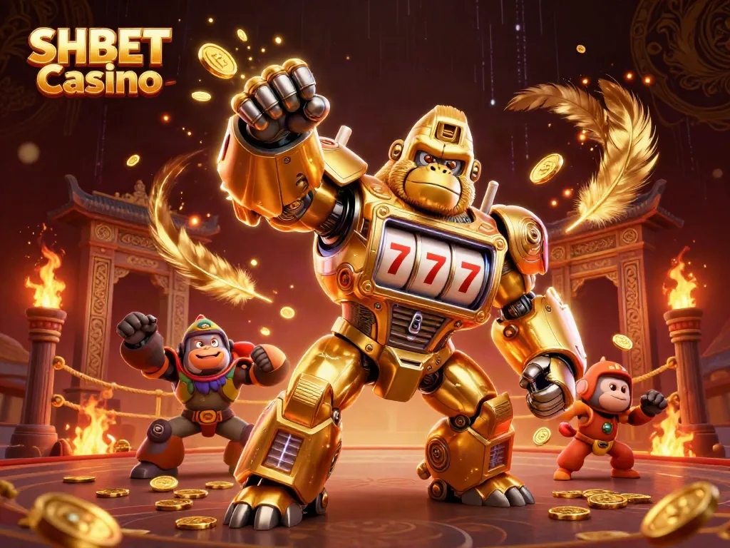 Engage in exciting gameplay at SHBET Casino with a dynamic 3D transformation scene.