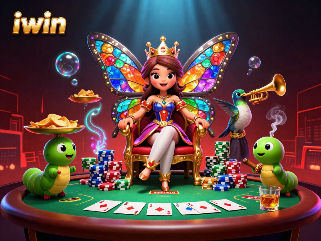 Engage in exciting gameplay at iwin with vibrant visuals of poker and colorful characters.