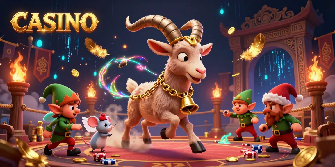 Engage in a thrilling CASINO experience with festive characters in a spectacular digital illustration.