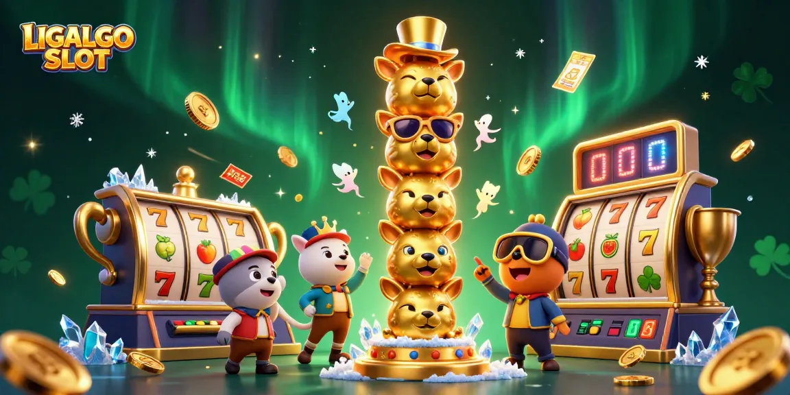 LIGALGO SLOT powers your gaming experience with vibrant slot reels and dynamic golden elements.