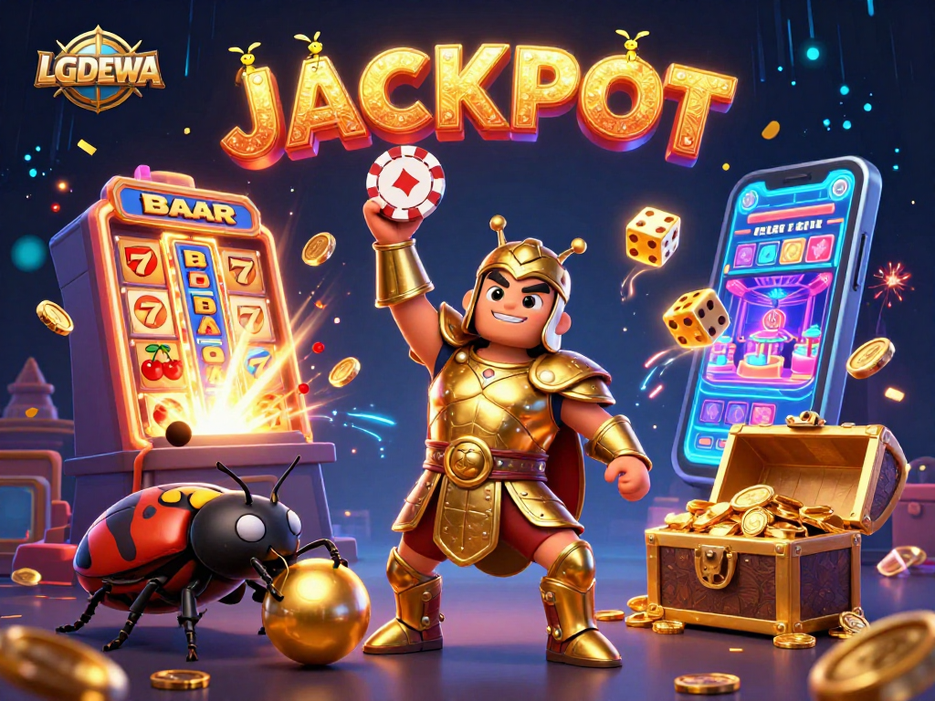 Play exciting games at LGODEWA with our dynamic casino illustration showcasing jackpot elements.