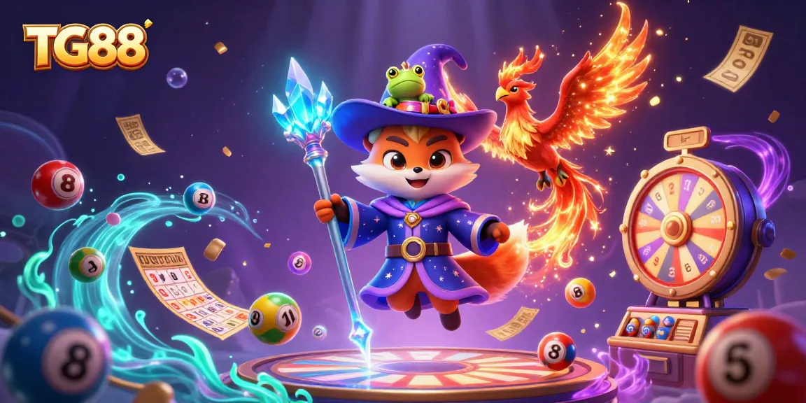 Experience the excitement of TG88 with a magical display of gaming elements and vibrant characters.