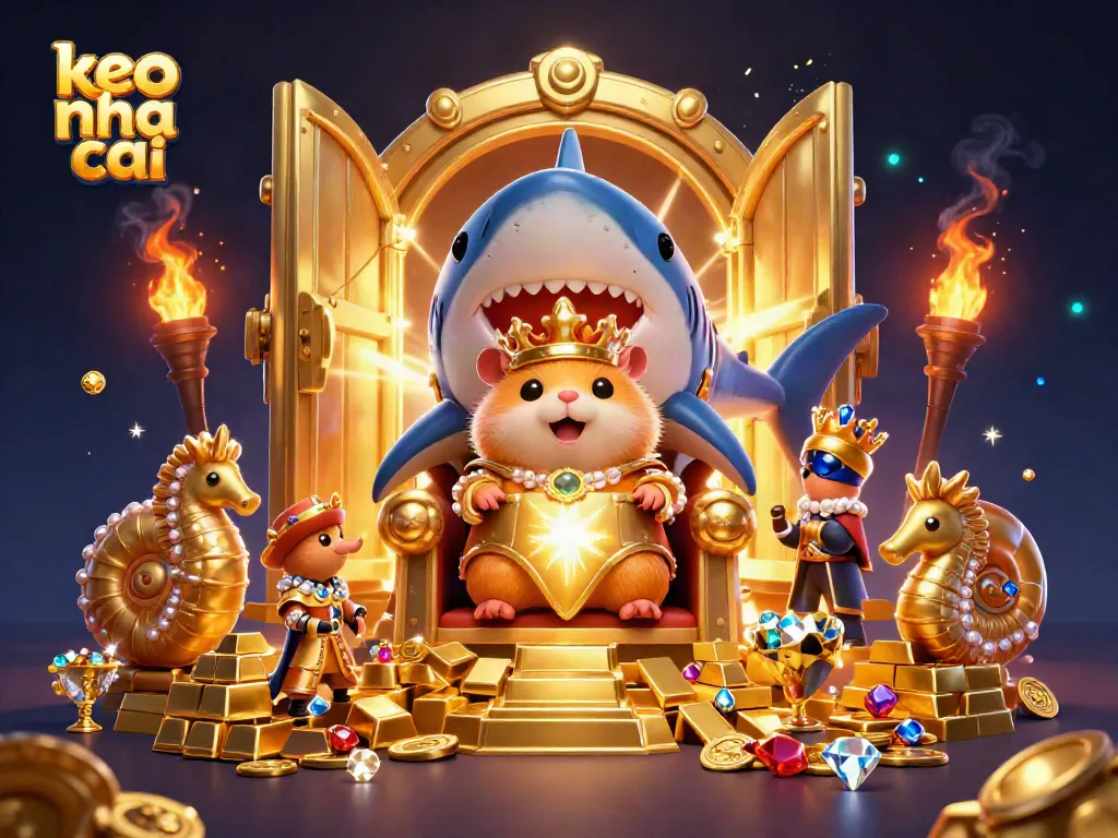 Engage with the exciting keo nha cai scene featuring a golden hamster king among treasures.