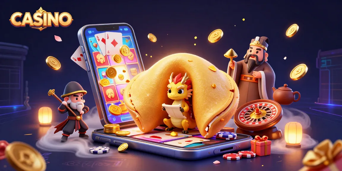 Enhance your CASINO experience with vibrant 3D dragon and fortune cookie artwork.