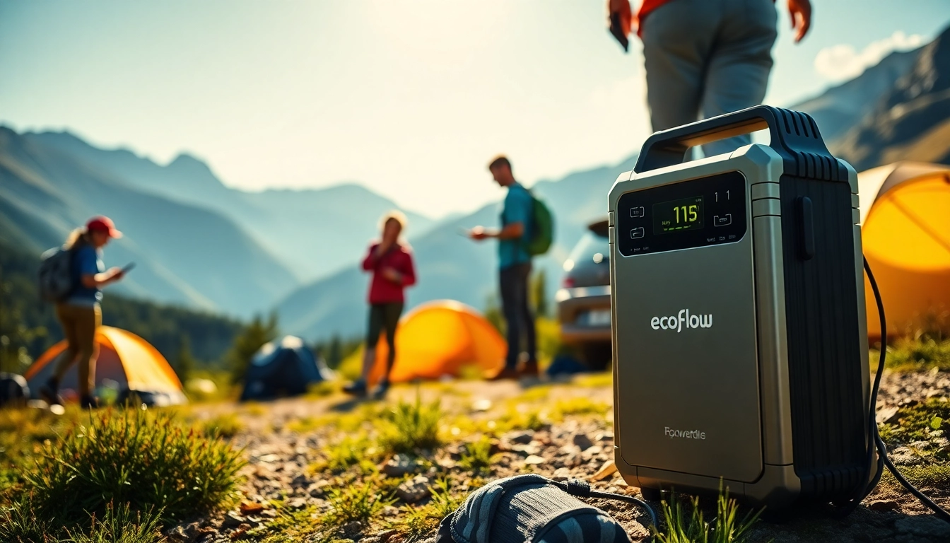EcoFlow portable power station charging devices in an outdoor adventure setting.