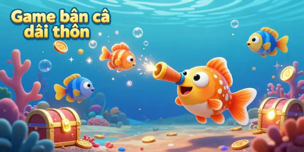 Engage with Game bắn cá đổi thưởng as vibrant sea creatures pop and swim around the cannon in an exciting underwater adventure.