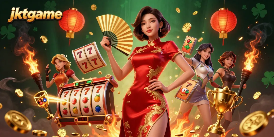 Berinteraksi dengan gulungan slot menarik jktgame dan sensasi jackpot dinamis dalam ilustrasi 3D yang menakjubkan.