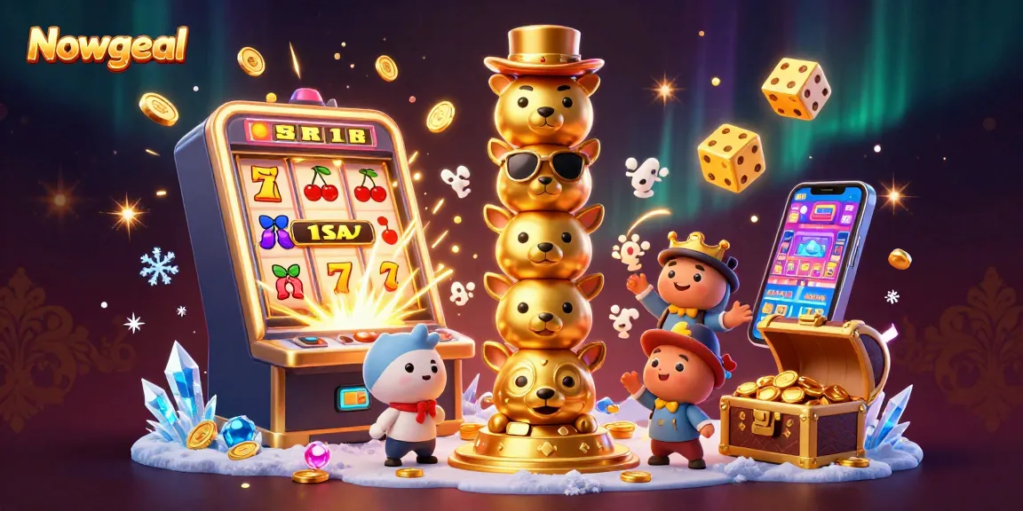 Spin the reels with Nowgoal amidst vibrant casino magic and striking 3D elements.