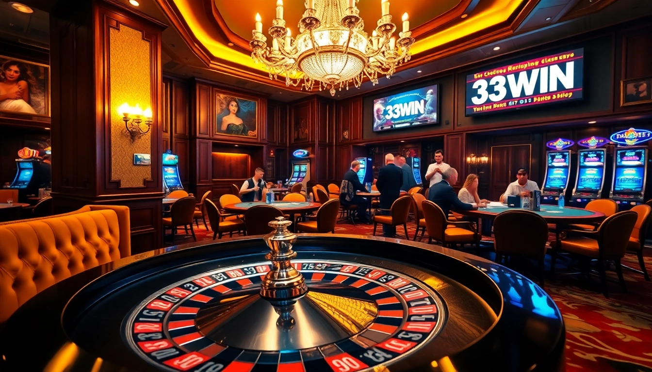 Experience the excitement of winning big at 33WIN in a luxurious casino environment filled with high-stakes games.