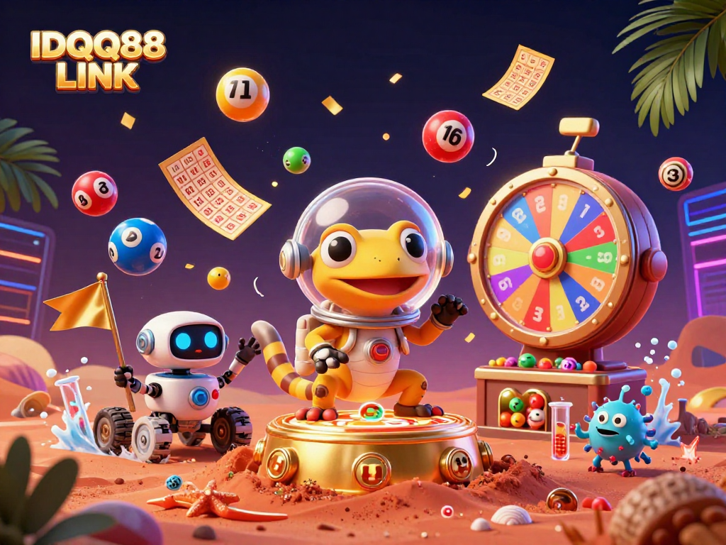 Experience excitement with IDQQ88 LINK as a Martian gecko explores a golden casino in a dynamic 3D scene.