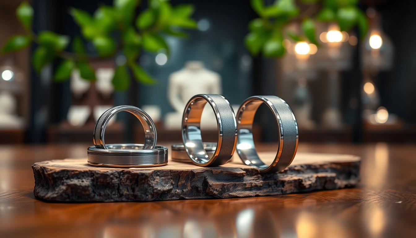 Showcase of tungsten rings emphasizing their durable and elegant design.