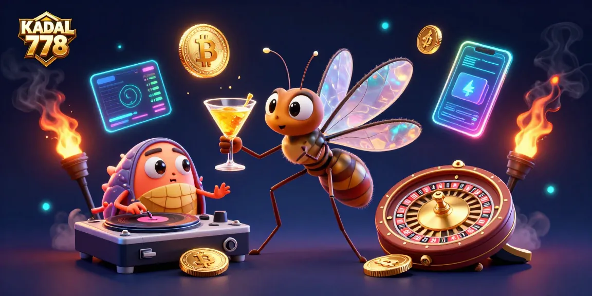 KADAL 778 brings thrilling casino action alive with an animated mosquito mascot, trilobite DJ, and golden roulette wheel.