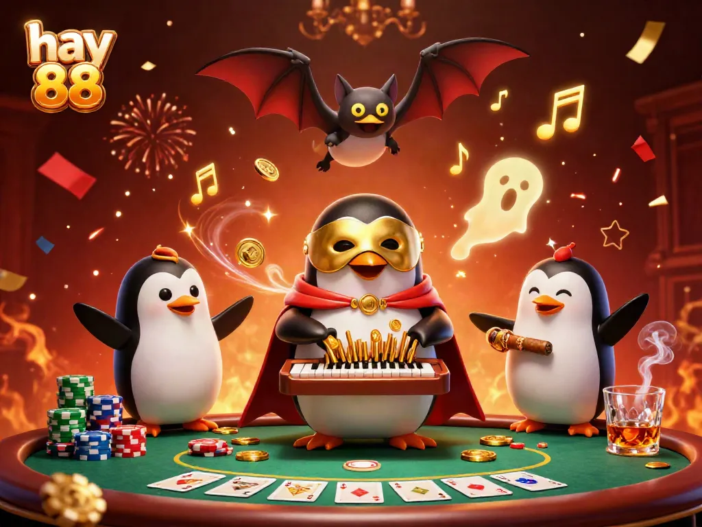 Experience the excitement of hay 88 with a vibrant scene of gambling elements and characters.