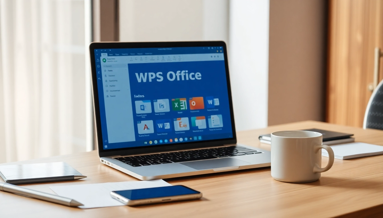 wps下载：专业工作空间，显示笔记本电脑上的WPS Office界面