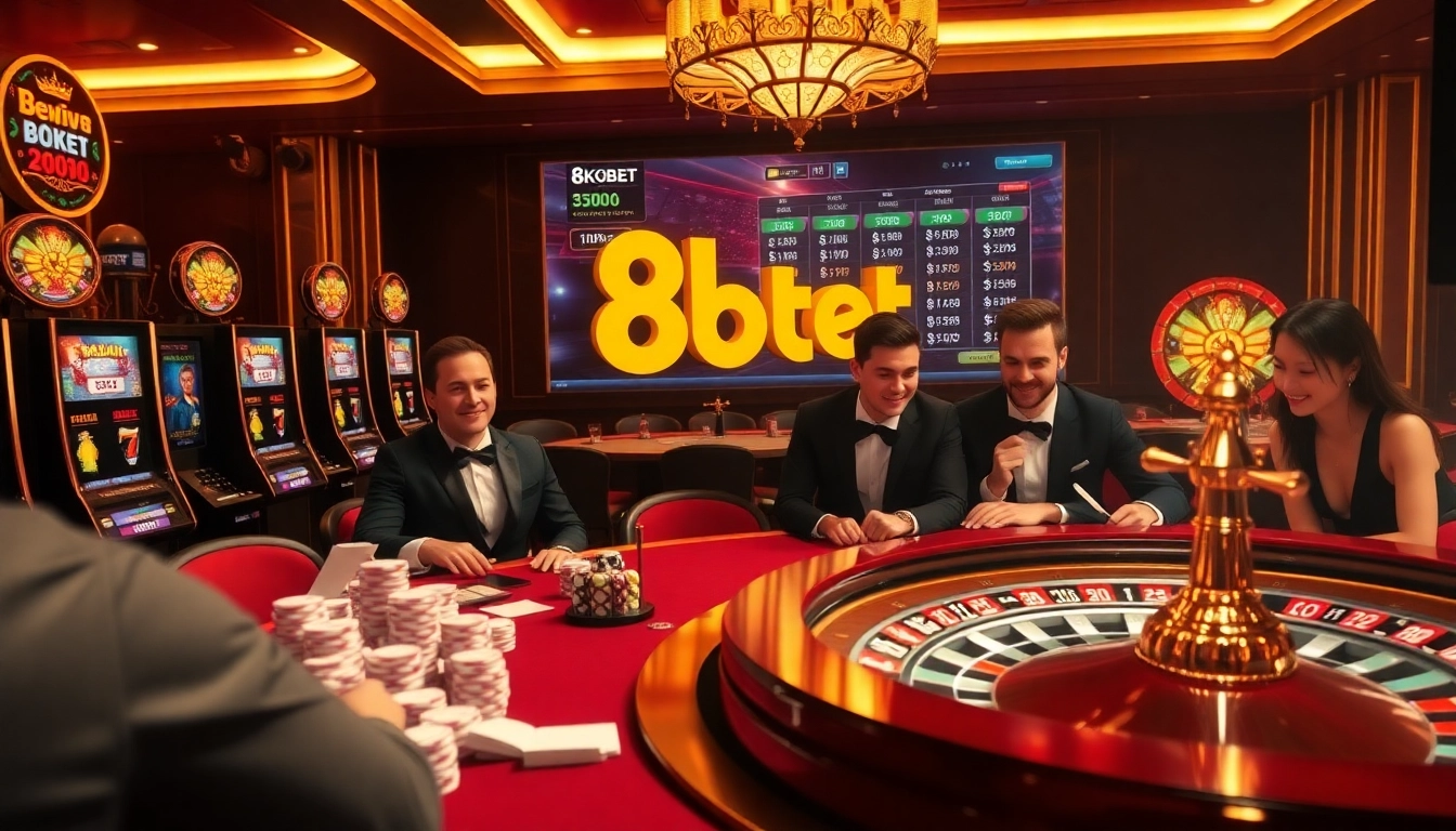Players enjoying an exciting gaming experience at 8kbet's vibrant casino tables.