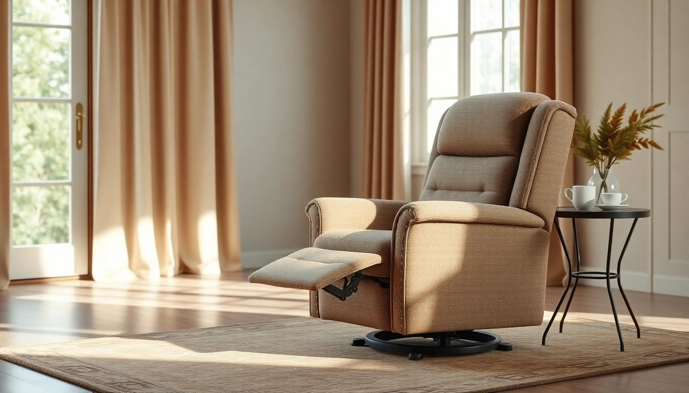 Comfortable lift chair positioned in a cozy living room for relaxation.