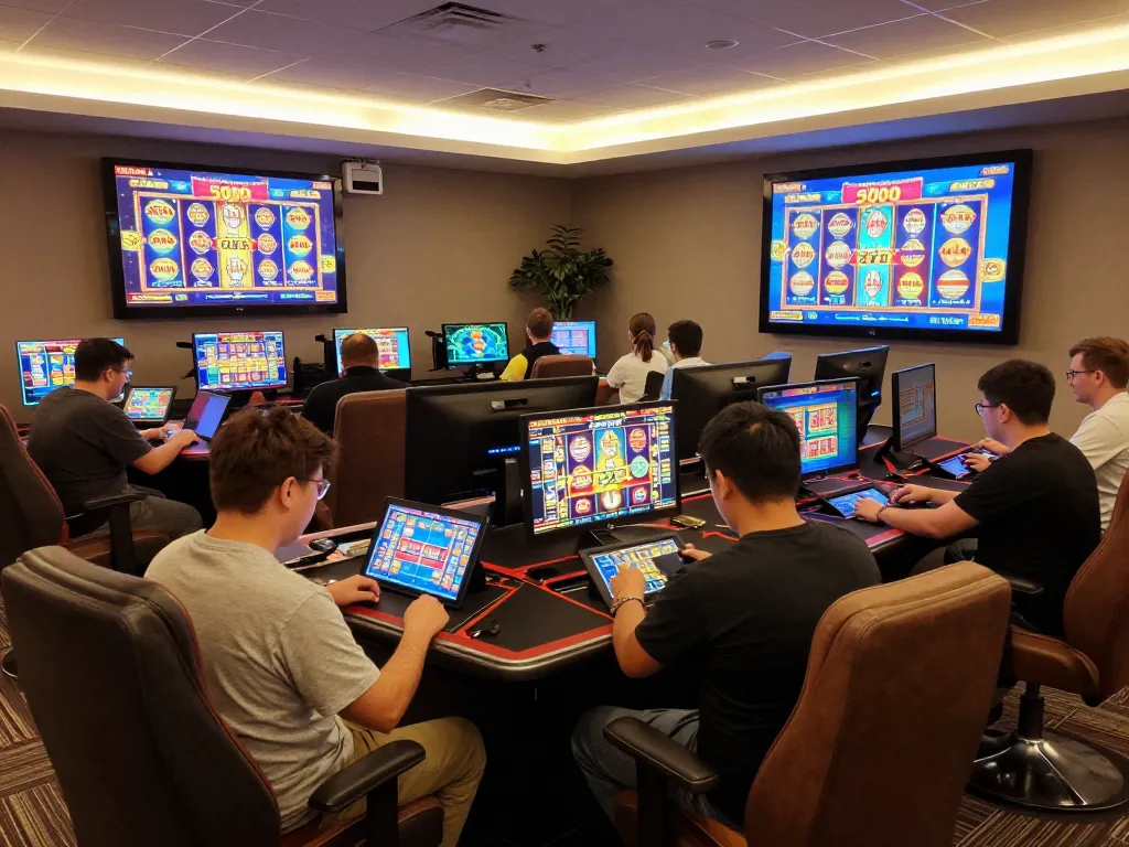 Engaging gameplay scene showcasing players enjoying slot deposit 5000 online slots in a vibrant casino.