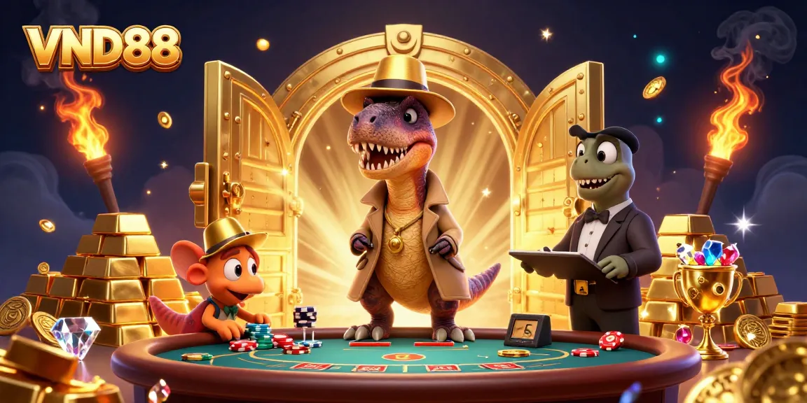 VND88 captivates players with a vibrant 3D casino scene of clever characters in action.