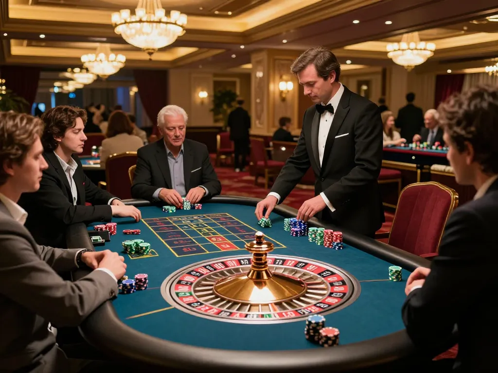 gg88 players engaging in an exciting roulette game at a luxury casino.