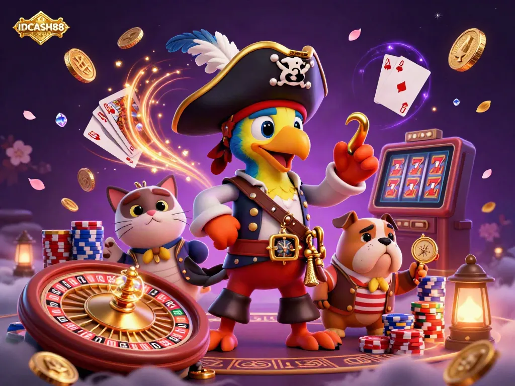 Experience exciting gameplay with IDCASH88 featuring dynamic casino-themed characters and vibrant game elements.
