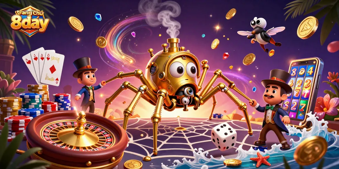 Catch thrilling gaming moments at trang chủ 8day as golden coins and vibrant games collide in a lively casino scene.