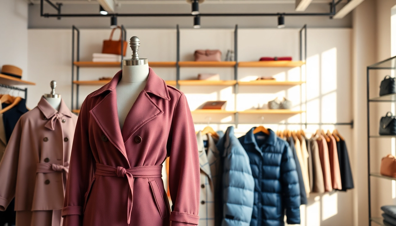 Stylish display of ladies coats and jackets highlighting various designs and textures.