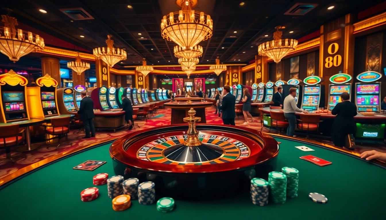 Experience the excitement of new88 with glamorous casino action, featuring roulette, cards, and players.