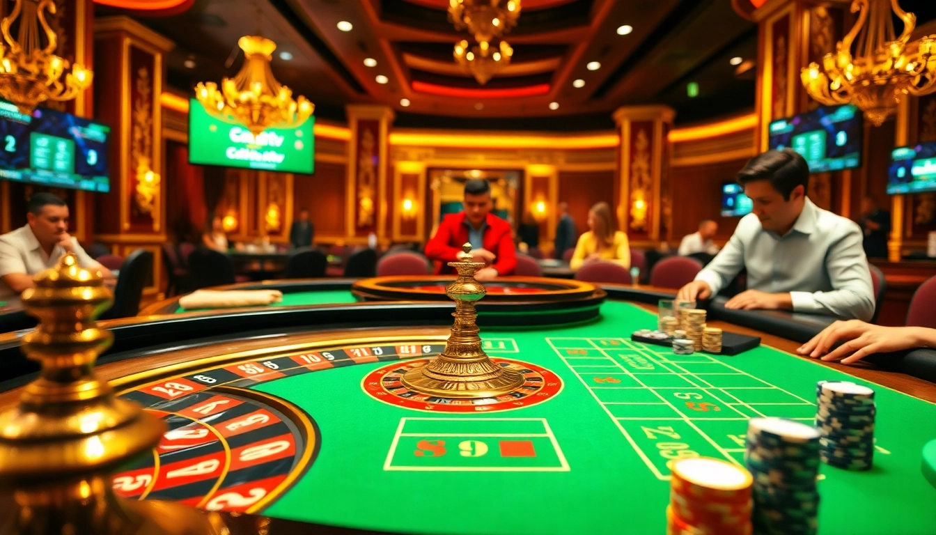 Cakhiatv players enjoying a luxurious casino experience at an elegant gambling table, focused on their bets.