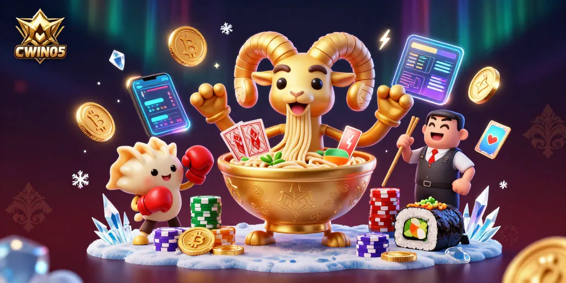 Experience CWIN05 with a vibrant casino scene featuring whimsical characters and glowing digital elements.
