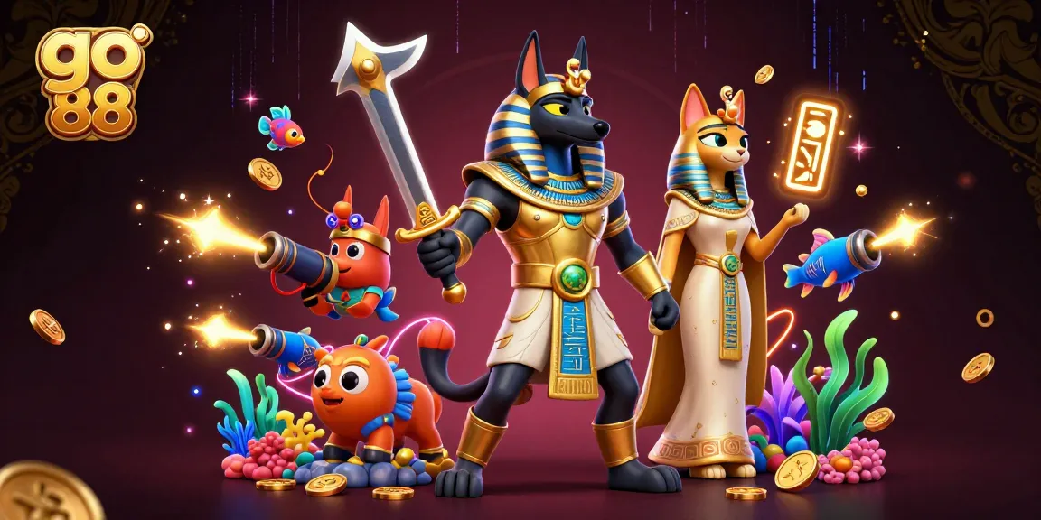 Engage in action at go 88 with vibrant fish shooting game featuring Anubis and Bastet.