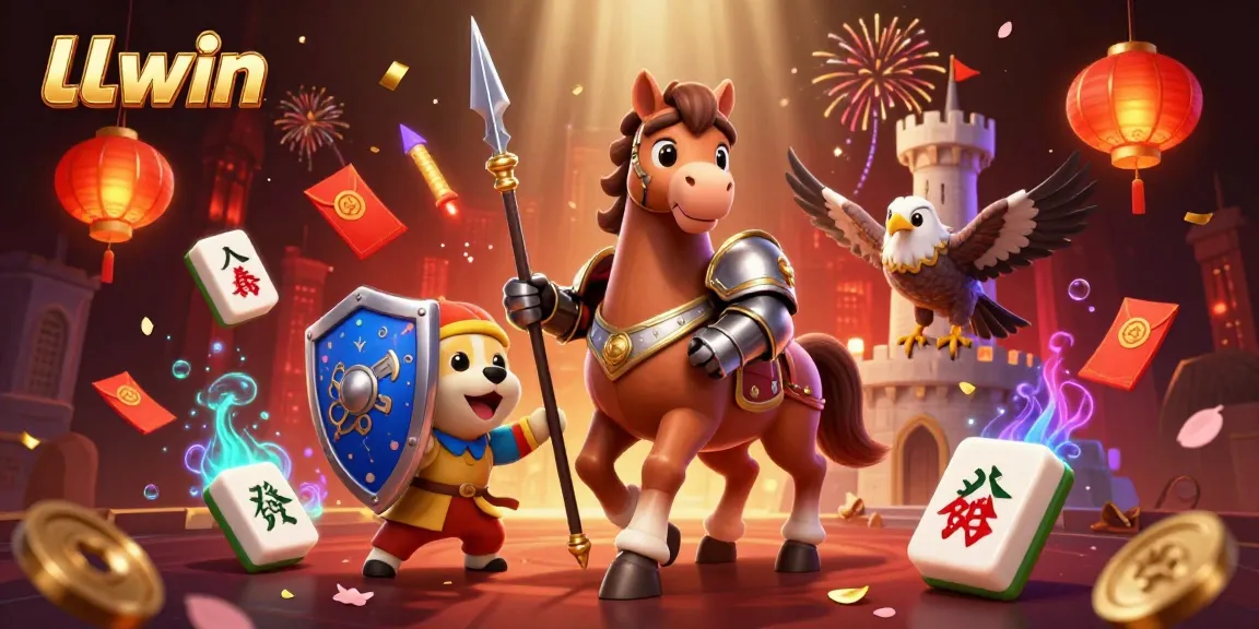 Experience thrilling gameplay at LLwin with a vibrant casino illustration showcasing medieval characters and festival elements.