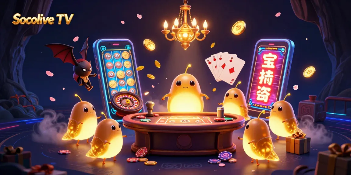 Experience the excitement of Socolive TV with vibrant casino action featuring glowing characters and dynamic game elements.