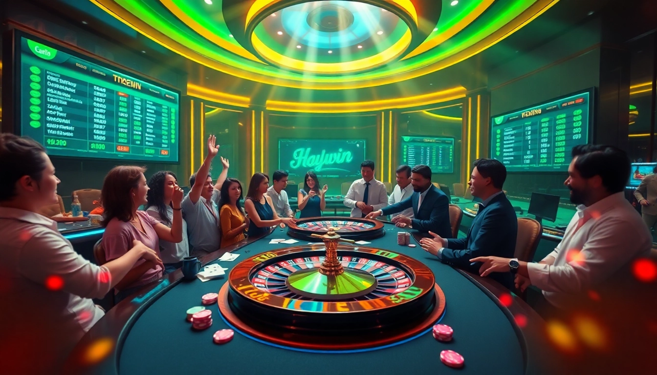 Experience thrilling casino action at Haywin with vibrant poker games and roulette excitement.