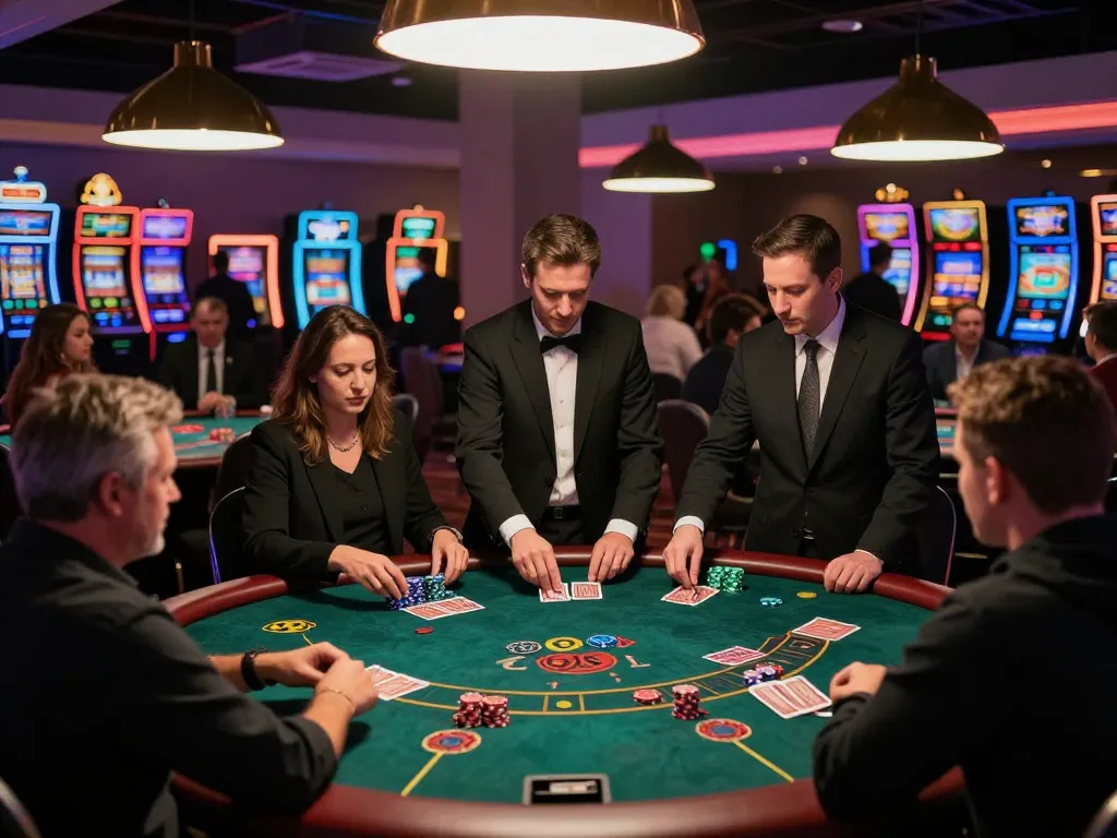 Experience TR88 excitement at a lively blackjack table with engaged players and vibrant casino atmosphere