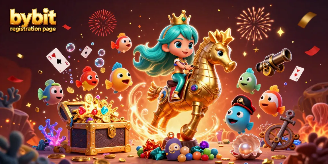 Experience the excitement of the bybit registration page with a magical underwater scene, featuring vibrant characters and festive elements.