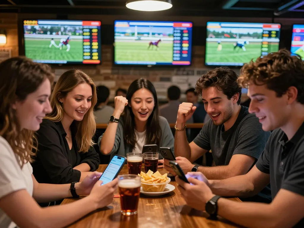 Watch the excitement at https://daga88.free/ where friends engage with live sports betting as they celebrate a recent win.