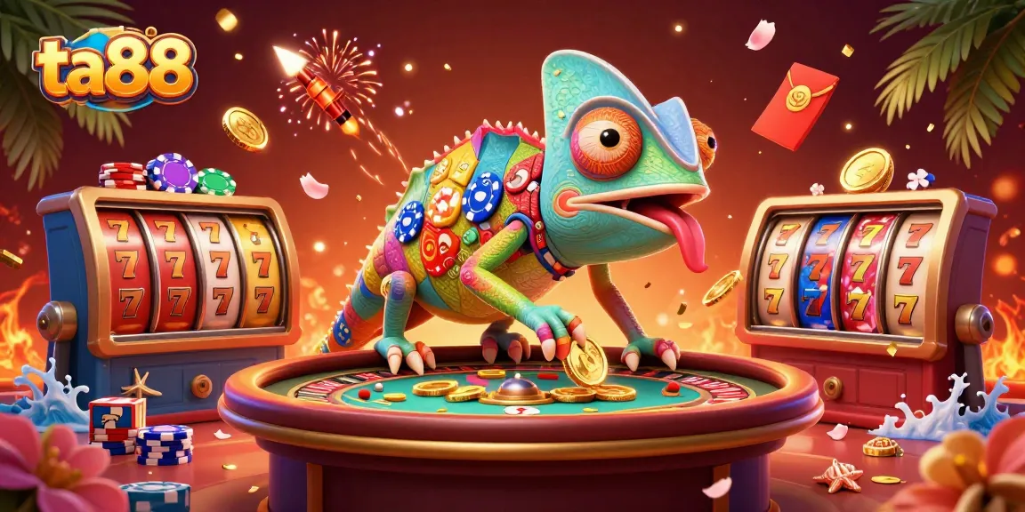 Experience thrilling gaming action at ta88, featuring dynamic slot reels and engaging casino elements.