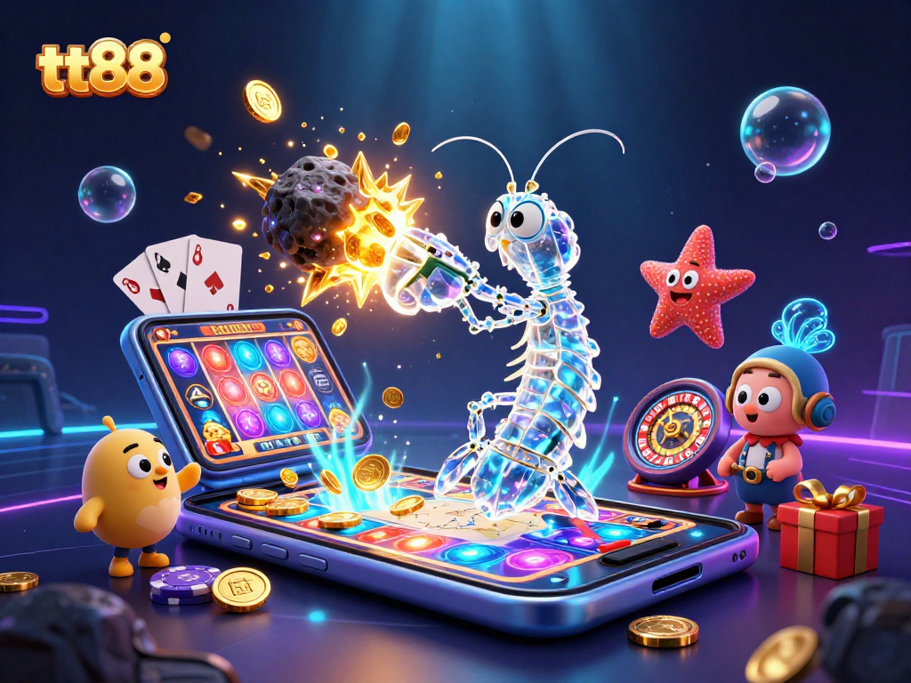 Engage with vibrant slot gaming scenes featuring tt88’s galactic samurai mantis shrimp and treasure-filled action.