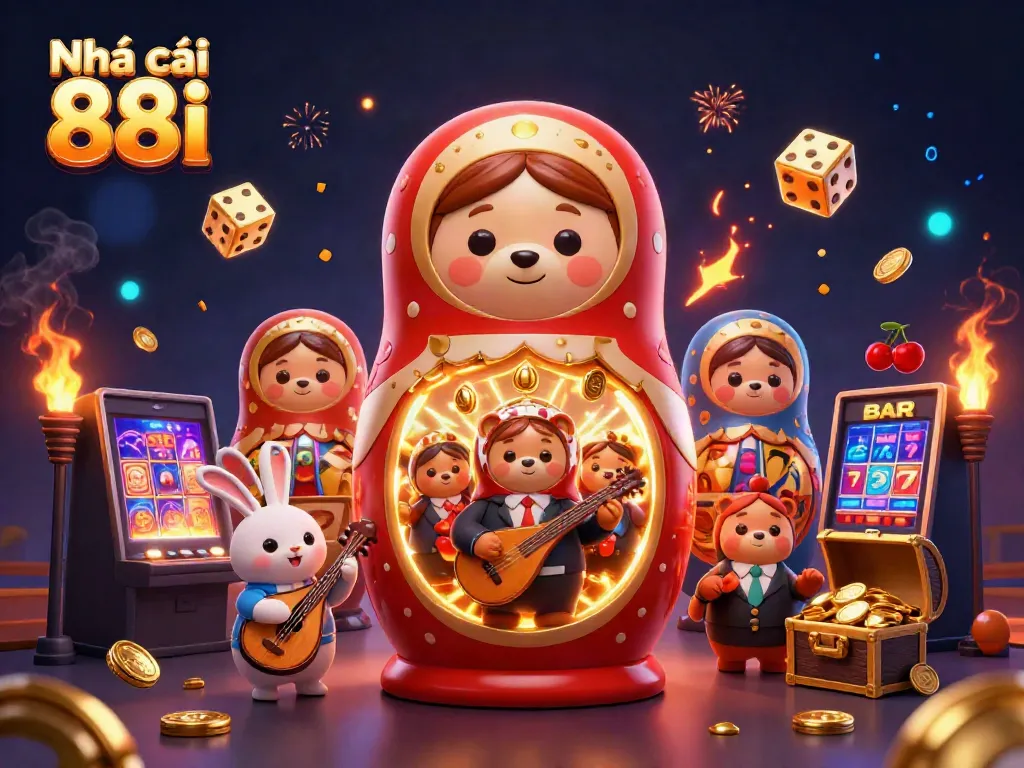 Experience the excitement of Nhà cái 88i with vibrant 3D characters and a dynamic jackpot scene.