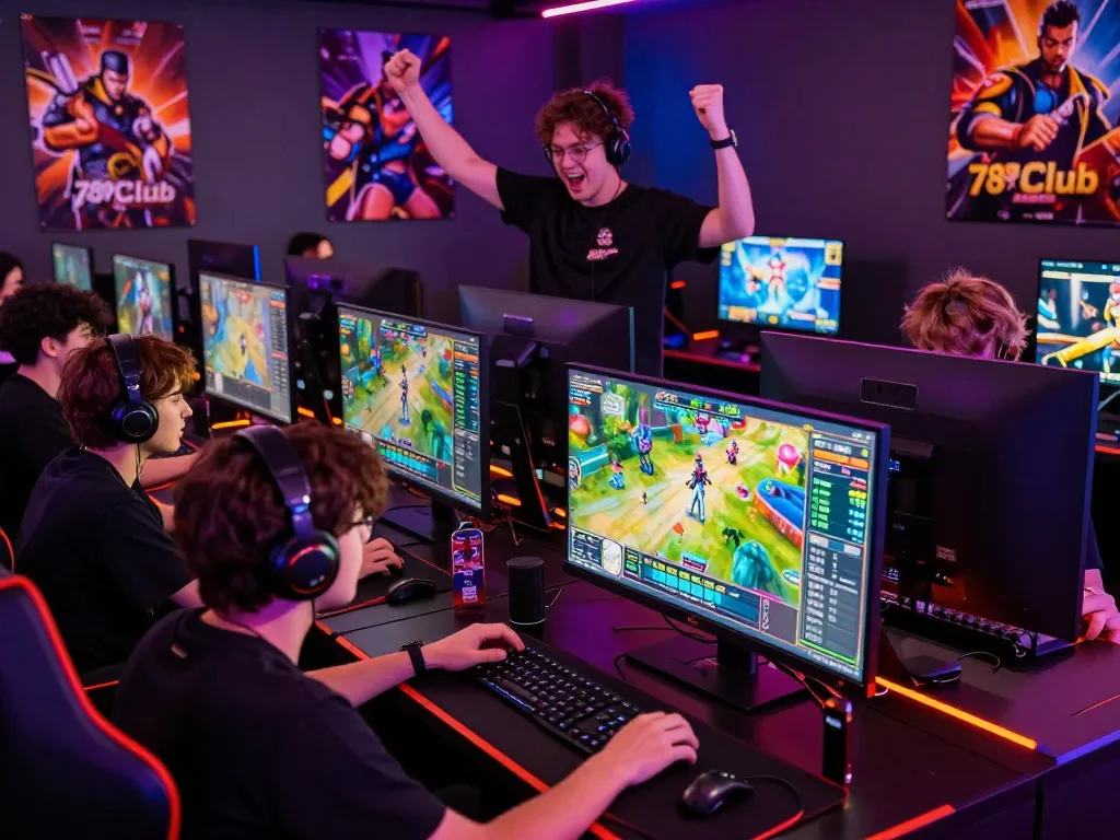 Players engaging in exciting gaming action at tai789club, celebrating wins in a vibrant gaming environment.
