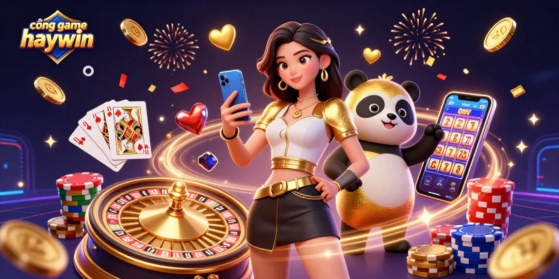 Experience thrilling gambling with cổng game haywin, immersing in vibrant 3D casino scenes.