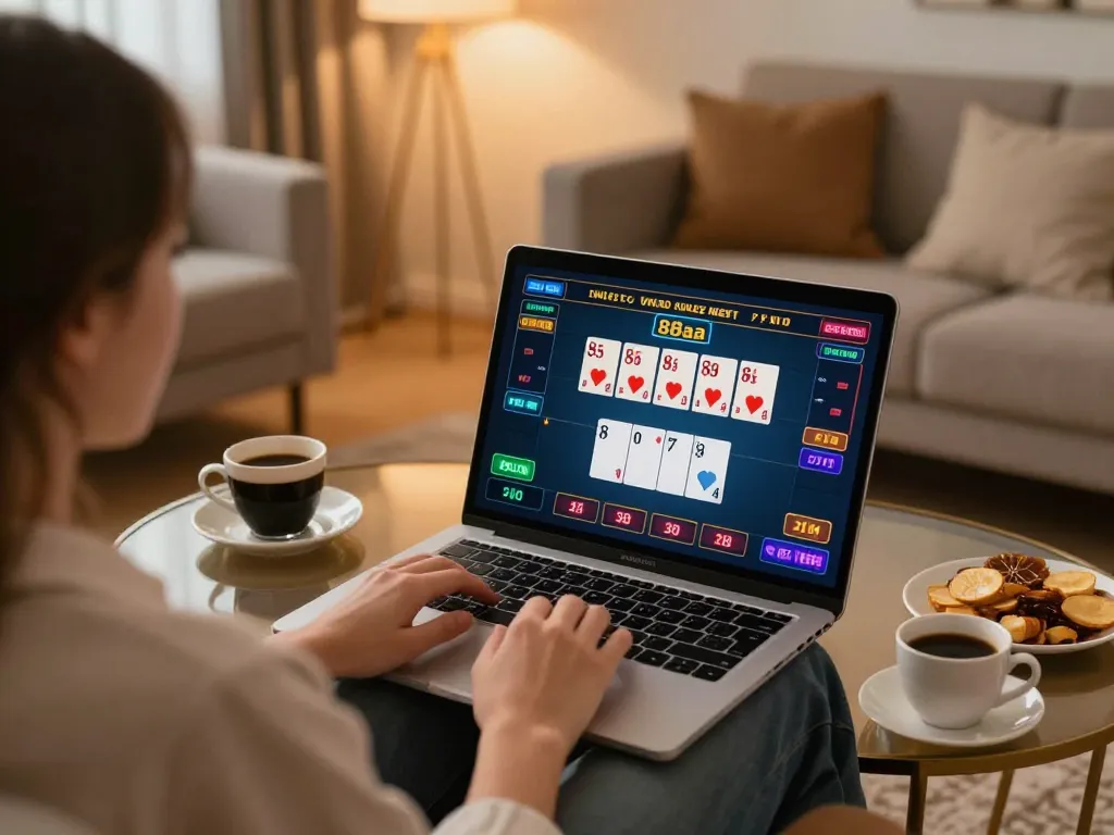 Experience placing strategic bets on 88aa in a cozy home gaming setup.