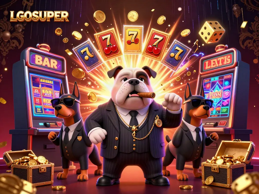 Join the adventure at LGOSUPER with animated characters enjoying the vibrant slot machine action.