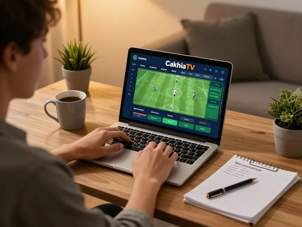 Engaging user experiencing CAKHIATV's online betting platform from a cozy home setup