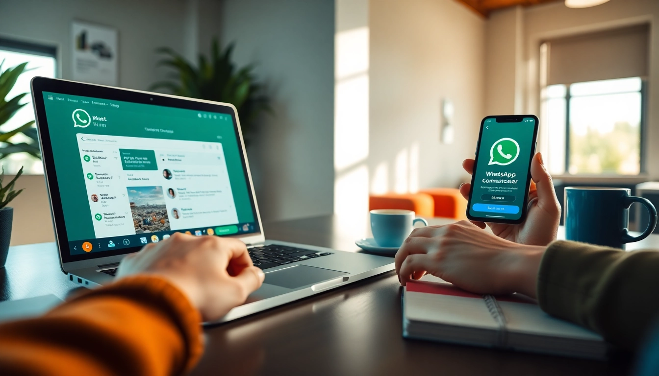 Explore the functionality of WhatsApp网页版 with a modern workspace setup showcasing seamless communication technology.